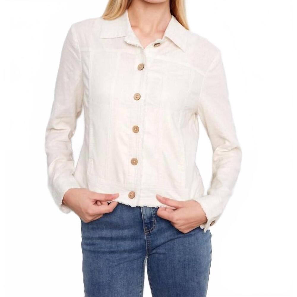 NEW CHARLIE B foiled linen blend jacket in champagne